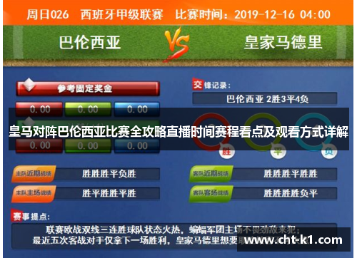 皇马对阵巴伦西亚比赛全攻略直播时间赛程看点及观看方式详解