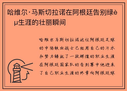 哈维尔·马斯切拉诺在阿根廷告别绿茵生涯的壮丽瞬间